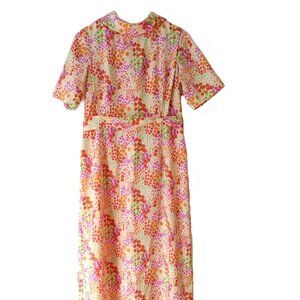 Amish Mennonite Cape Dress 36"B 31"W Vintage 60s Style Pink Orange